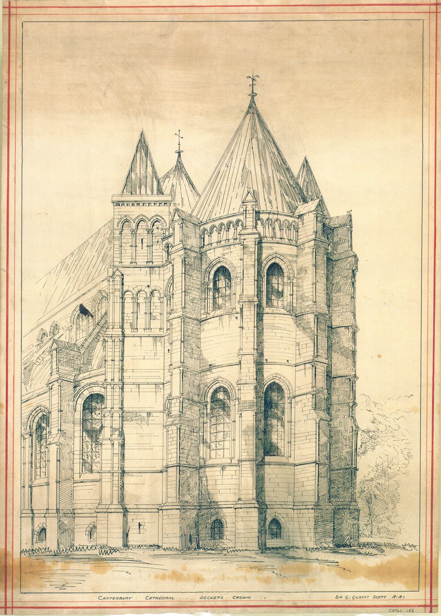 स्केच, c.1860 (कागज) द्वारा जॉर्ज गिल्बर्ट स्कॉट