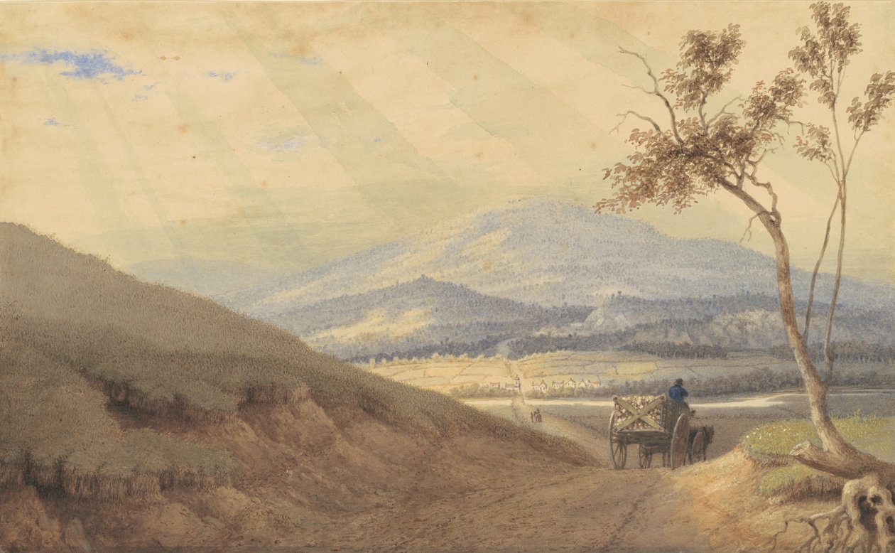 एक ग्लेमेई इफेक्ट- हॉलिडेस्बर्ग, पेन्सिलवेनिया, 1835-40 (वाटर पेपर और ग्रेव पेपर पर ग्रेफाइट) द्वारा जॉर्ज हार्वे