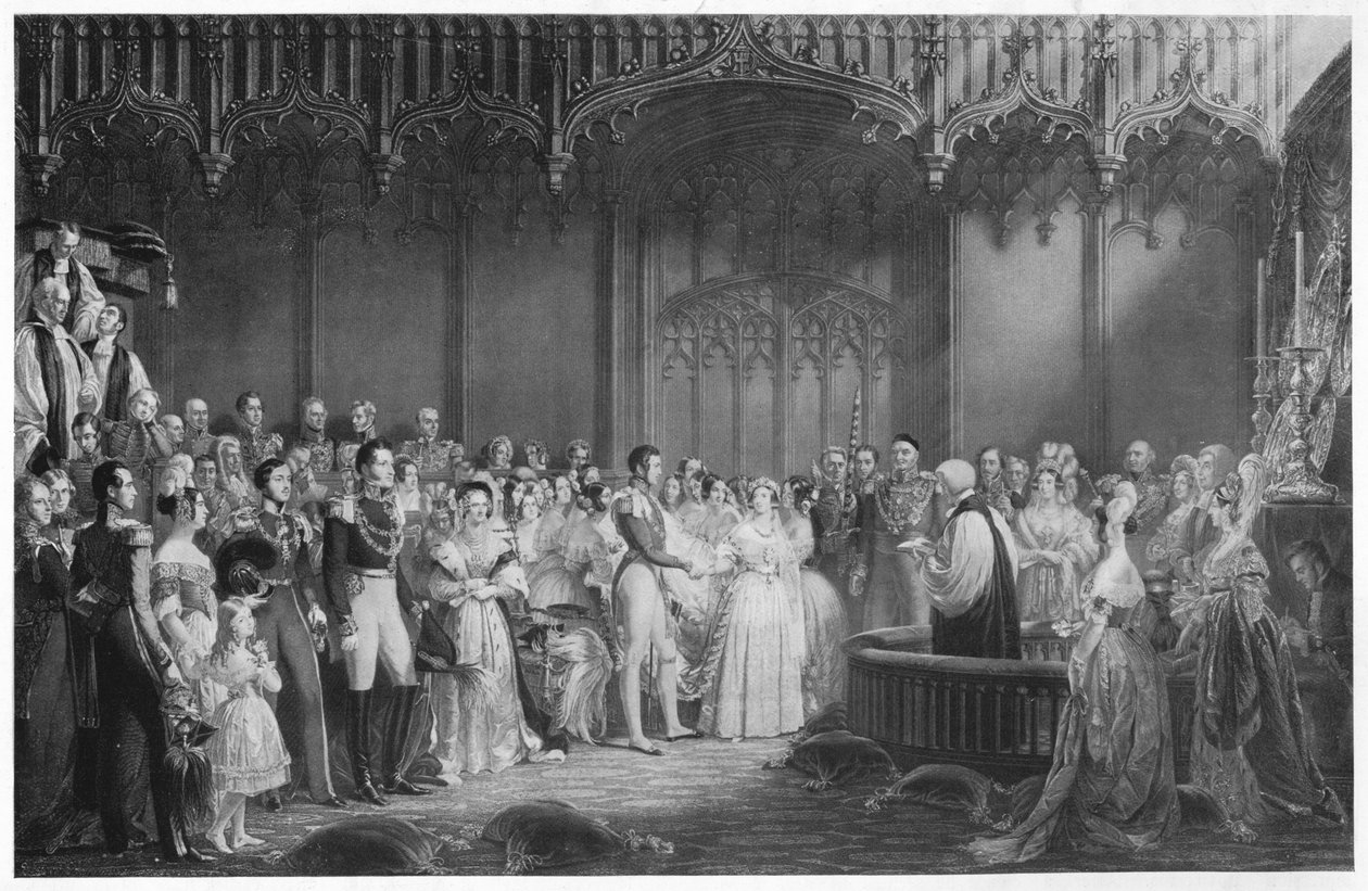 महारानी विक्टोरिया और प्रिंस अल्बर्ट की शादी, c1840, 1911 द्वारा जॉर्ज हैटर