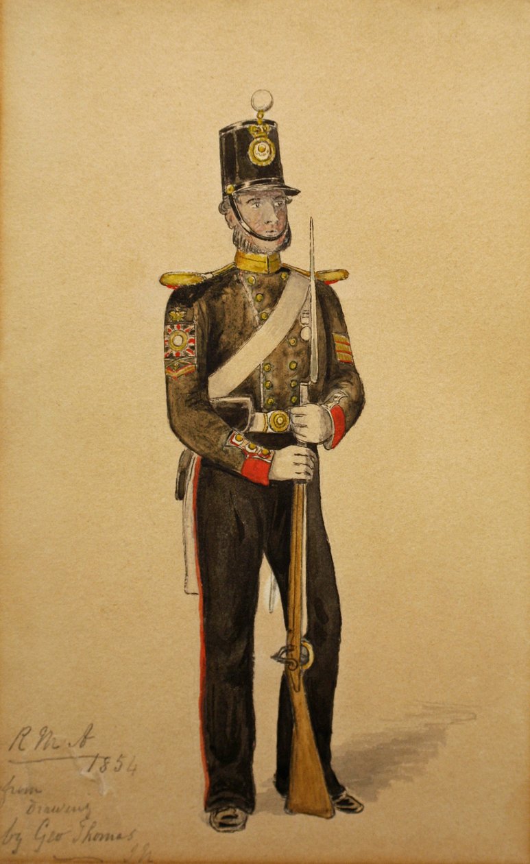 1854 में रॉयल मरीन आर्टिलरी का रंग सार्जेंट, (कागज पर wc) द्वारा जॉर्ज हाउसमैन थॉमस