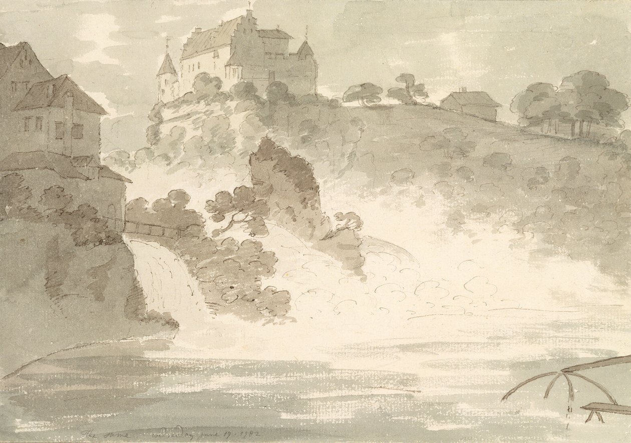 Schauffhausen, 1782 में जलप्रपात (कागज पर पेन और स्याही के साथ ग्रेफाइट पर) द्वारा जॉर्ज हावलैंड ब्यूमोंट