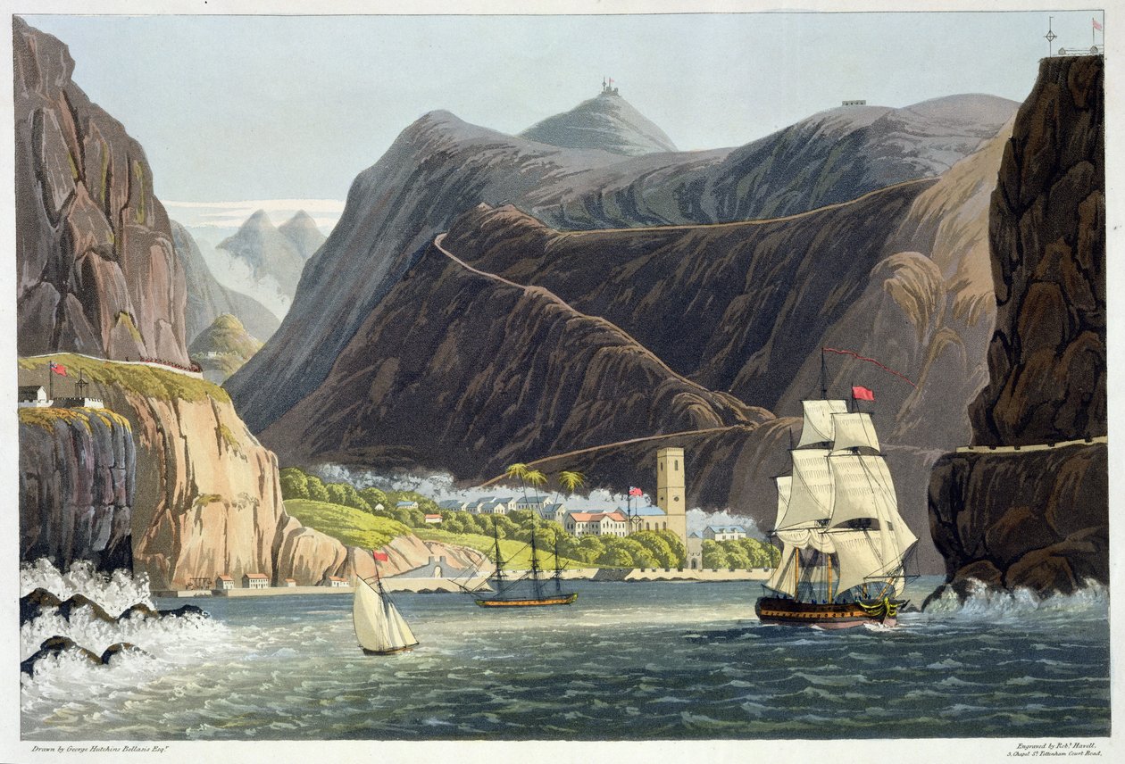 रॉबर्ट हेवेल (1793-1878) 1815 (रंग उत्कीर्णन) द्वारा उकेरी गई सड़कें, सेंट हेलेना द्वारा जॉर्ज हचिंस बेलासिस