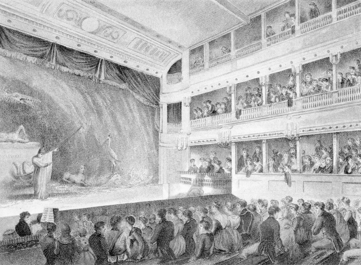 इंटीरियर ऑफ़ द लिटिल थियेटर, लंदन में हैमार्केट, 1815 द्वारा जॉर्ज जोन्स
