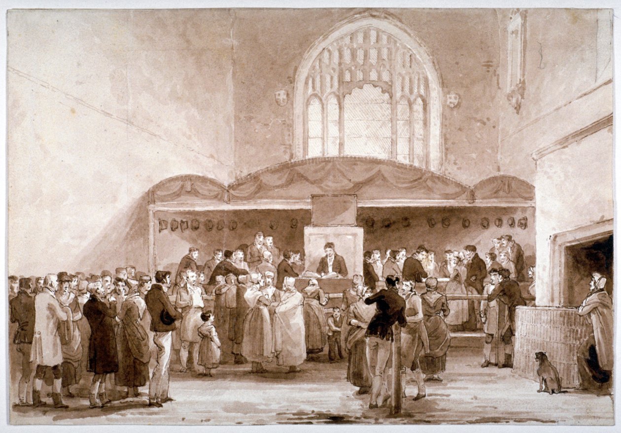 गिल्डहॉल चैपल, लंदन शहर का आंतरिक दृश्य, 1817 द्वारा जॉर्ज जोन्स