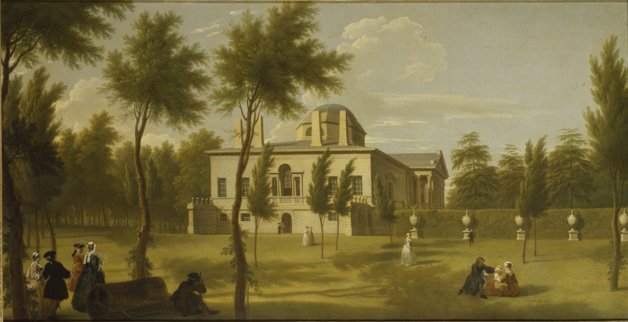 लॉन से चिसविक विला का दृश्य, c.1735 (कैनवास पर तेल) द्वारा जॉर्ज लैम्बर्ट