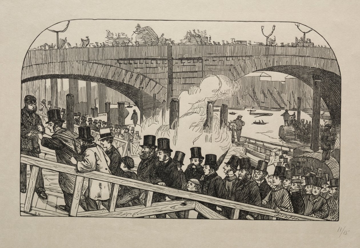लंदन ब्रिज पर लिविंग स्ट्रीम - अंडर, 1863। द्वारा जॉर्ज लुई पामेला बुसोन डु मौरियर