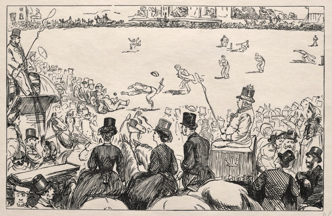 लॉर्ड्स, 1862 में विश्वविद्यालय क्रिकेट मैच। द्वारा जॉर्ज लुई पामेला बुसोन डु मौरियर