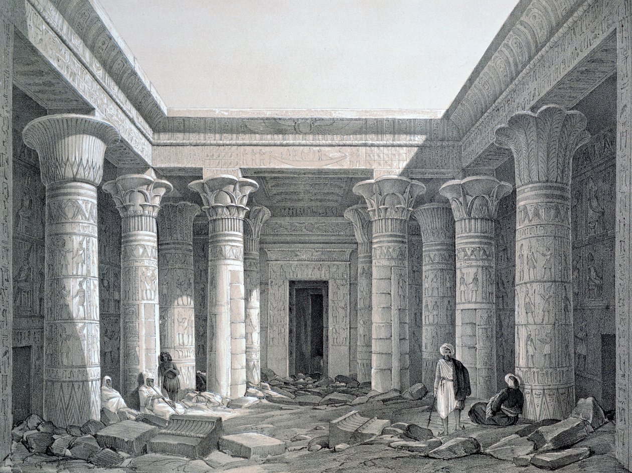 कोर्ट ऑफ द ग्रेट टेम्पल, फिलै, मिस्र, 1843 द्वारा जॉर्ज मूर