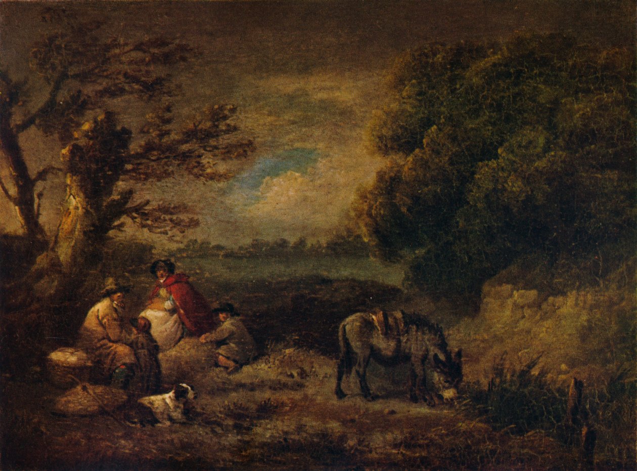 गधे के साथ आराम करने वाले जिप्सी, 1795 द्वारा जॉर्ज मोरलैंड
