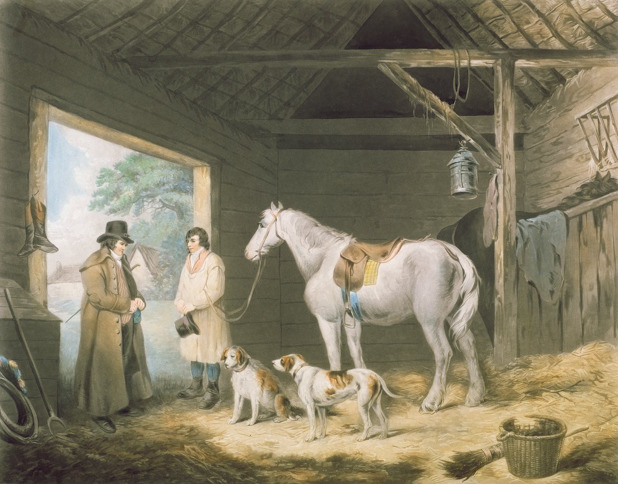 पेइंग द होस्टलर, शमूएल विलियम रेनॉल्ड्स (1773-1835) द्वारा उत्कीर्ण, पब एच। मैकलिन द्वारा, 1805 (मेजोटोटिन उत्कीर्णन) द्वारा जॉर्ज मोरलैंड