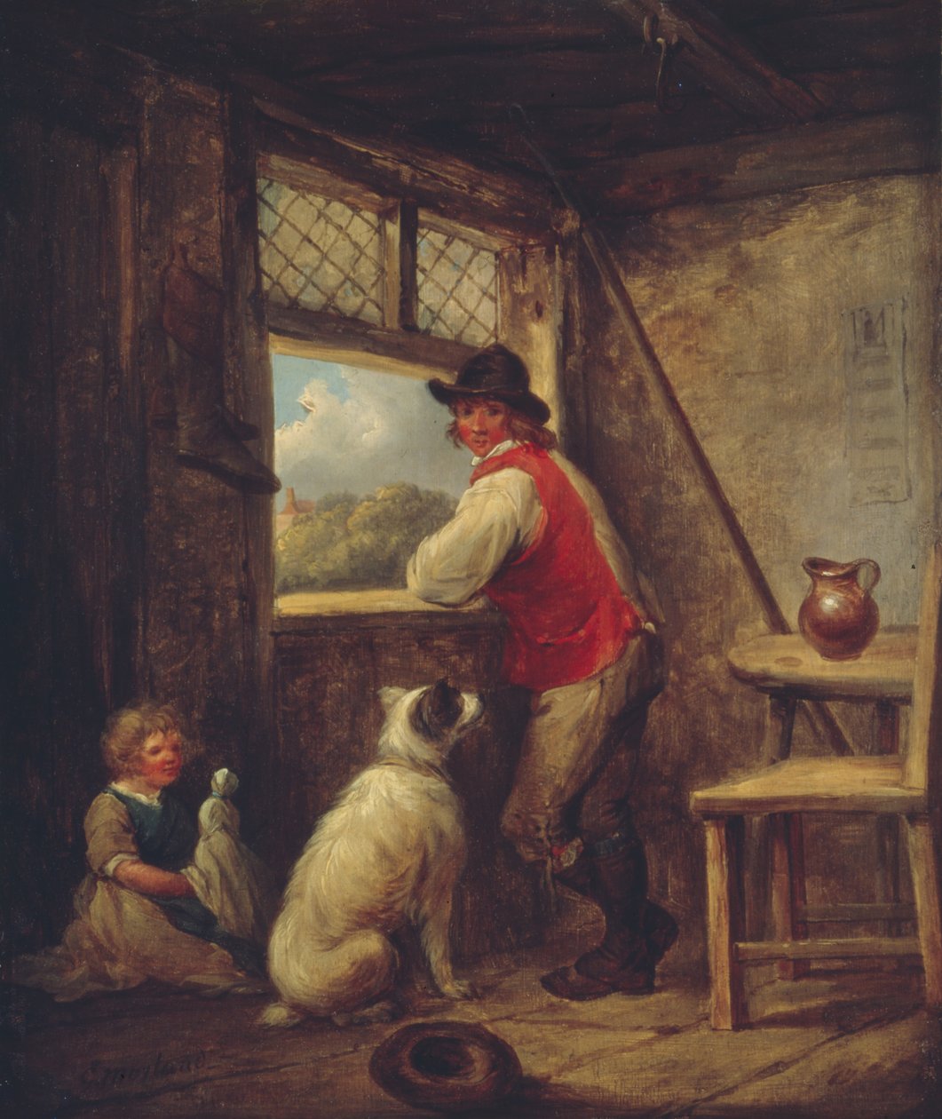 एक खिड़की पर किसान, 1790 के दशक की शुरुआत में। द्वारा जॉर्ज मोरलैंड