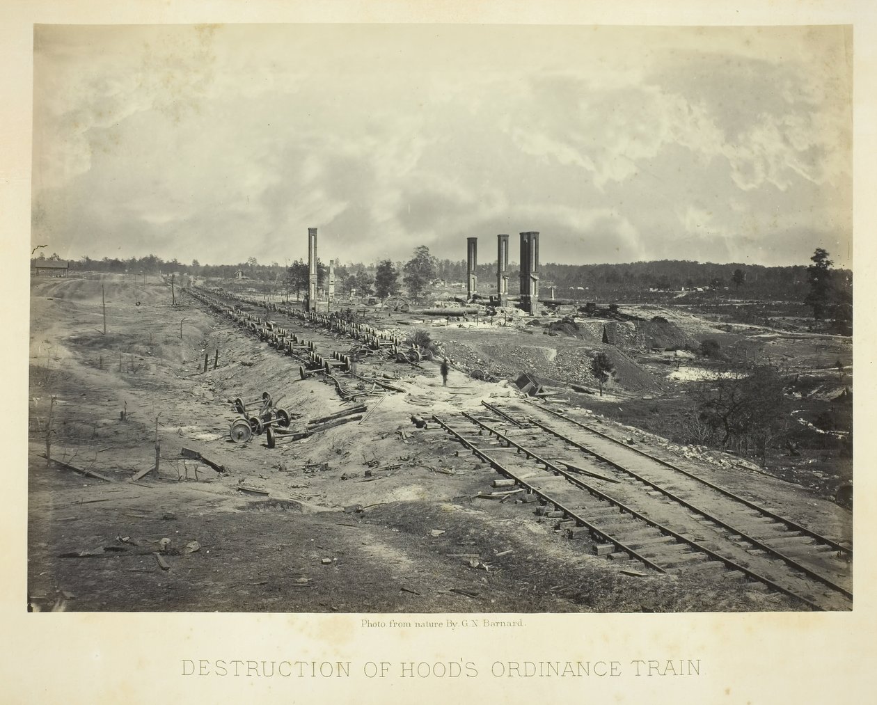 हूड्स ऑर्डिनेंस ट्रेन का विनाश, 1864। द्वारा जॉर्ज एन। बरनार्ड