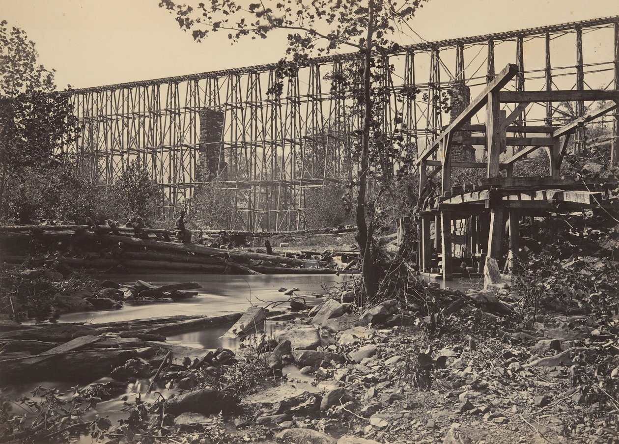 व्हाइटसाइड, 1860 के दशक में ट्रेस्टल ब्रिज। द्वारा जॉर्ज एन। बरनार्ड