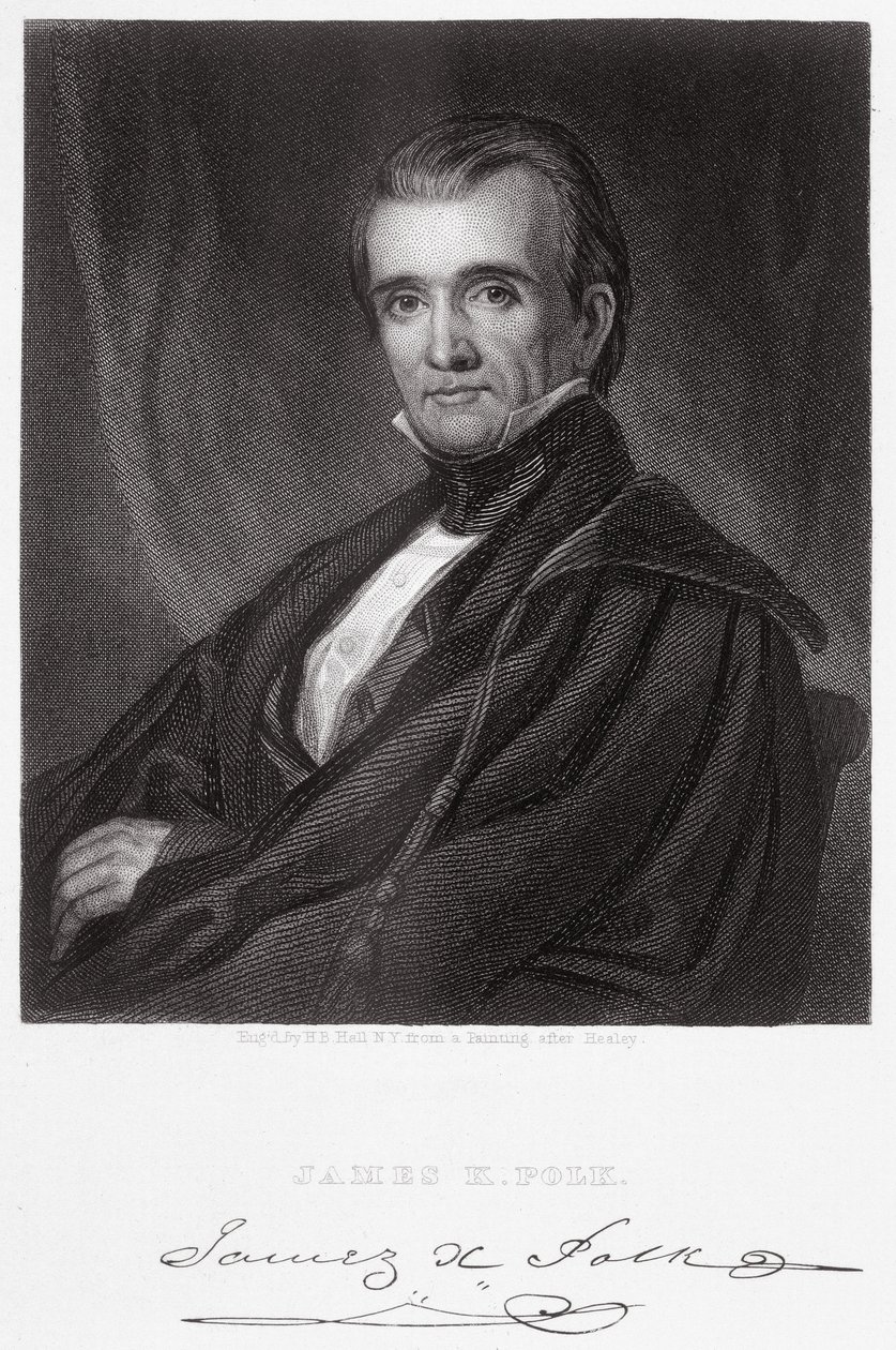 जेम्स नॉक्स पोल्क, हेनरी ब्रायन हॉल (1808-84) द्वारा उत्कीर्ण द्वारा जॉर्ज पीटर अलेक्जेंडर हीली
