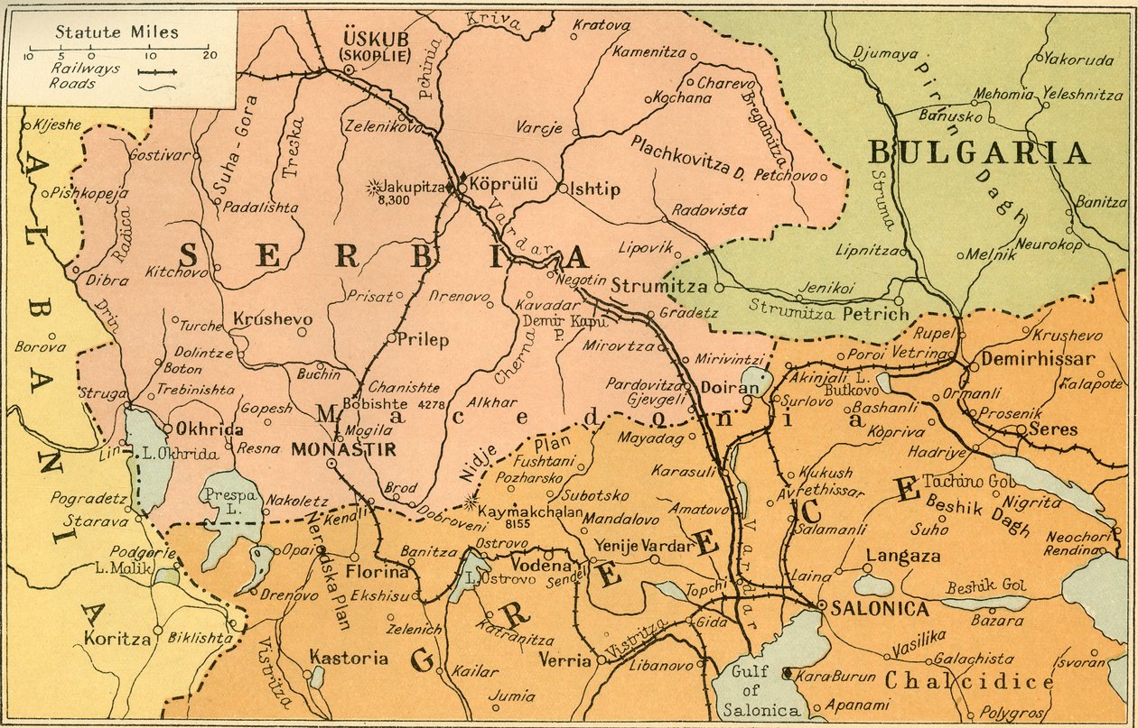 सलोनिका फ्रंट का मानचित्र, 1919। द्वारा जॉर्ज फिलिप एंड सन लिमिटेड