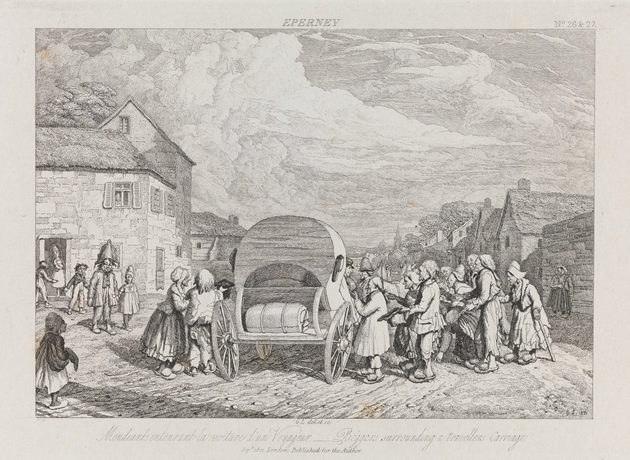 भिखारी, Eperney, c.1821 (नक़्क़ाशी) द्वारा जॉर्ज रॉबर्ट लुईस