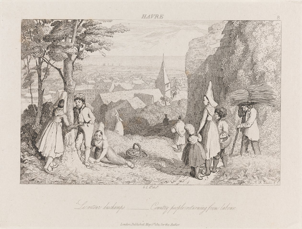 लेबर से लौटकर, c.1821 (नक़्क़ाशी) द्वारा जॉर्ज रॉबर्ट लुईस