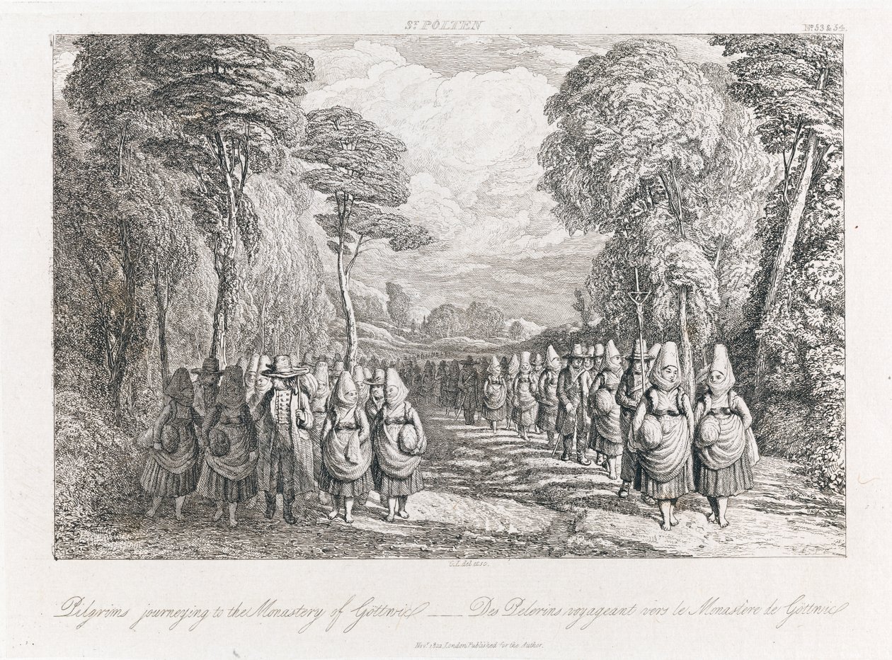 सेंट पॉल्टेन - तीर्थयात्री, c.1821 (नक़्क़ाशी) द्वारा जॉर्ज रॉबर्ट लुईस