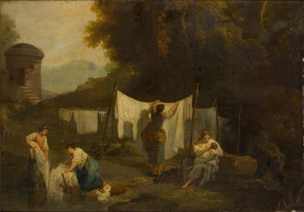 ब्लीचिंग ग्राउंड्स लिनन धोने वाले किसान, 1754-1802 द्वारा जॉर्ज रोमनी