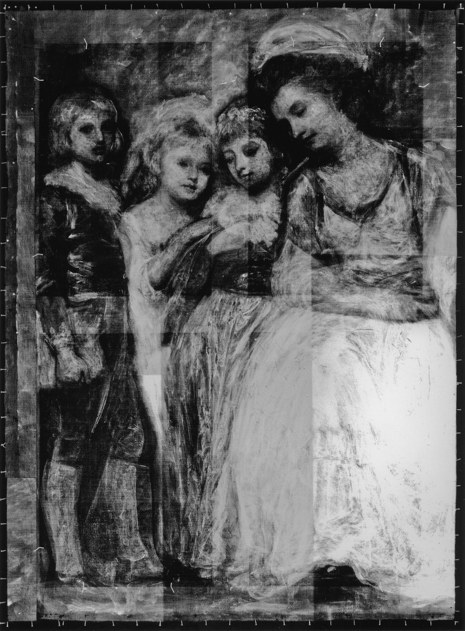 हार्टले चिल्ड्रन पोर्ट्रेट का एक्स-रे फोटो, c.1781-83 (b - w photo) द्वारा जॉर्ज रोमनी