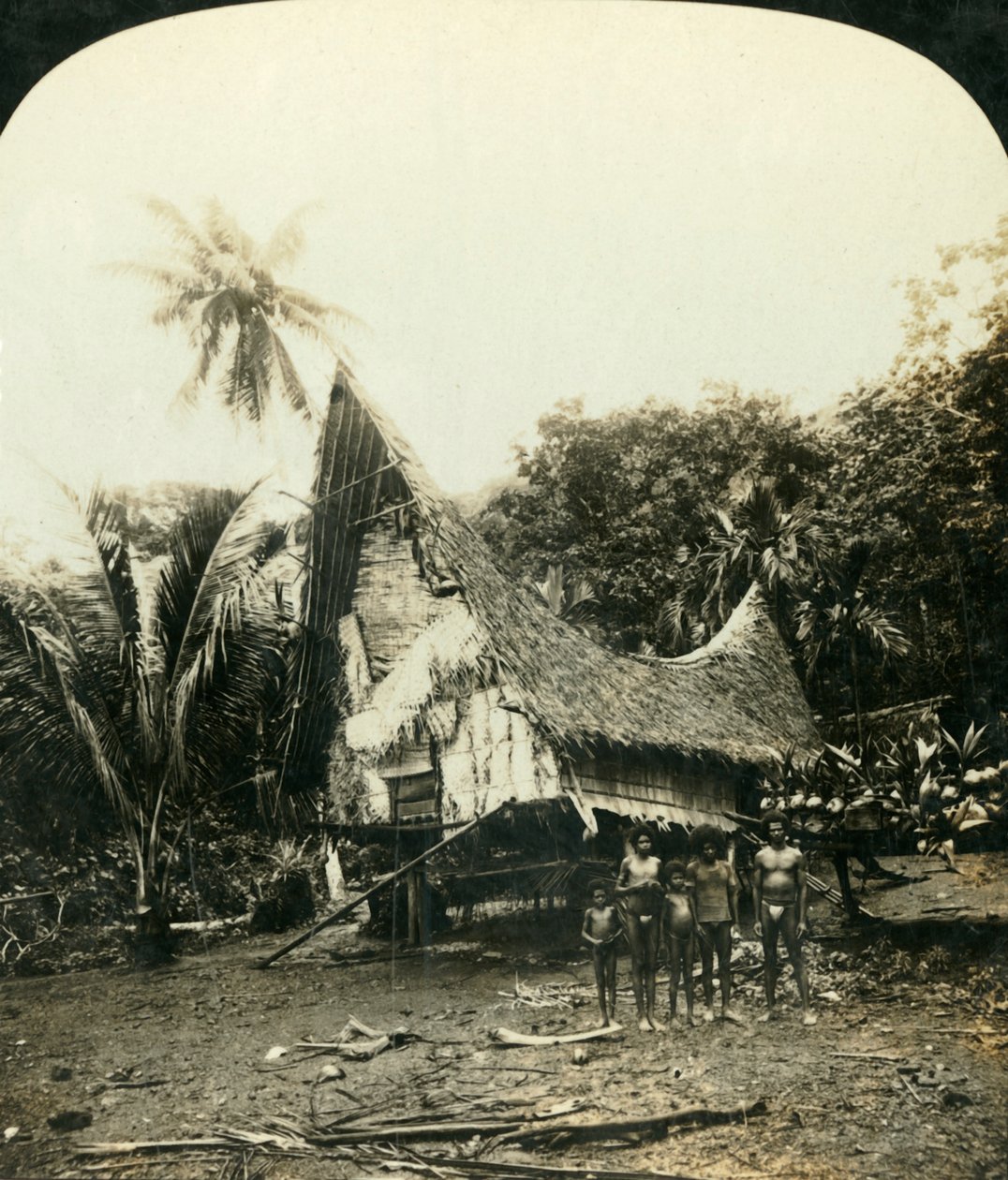 ए नेटिव हट, सरीबा, ब्रिटिश न्यू गिनी, c1909। द्वारा जॉर्ज रोज़