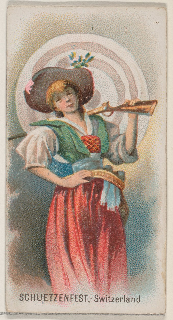 Schuetzenfest, Switzerland, ड्यूक ब्रांड सिगरेट के लिए हॉलीडे सीरीज़ N80 से, 1890., 1890। द्वारा जॉर्ज एस. हैरिस एंड संस