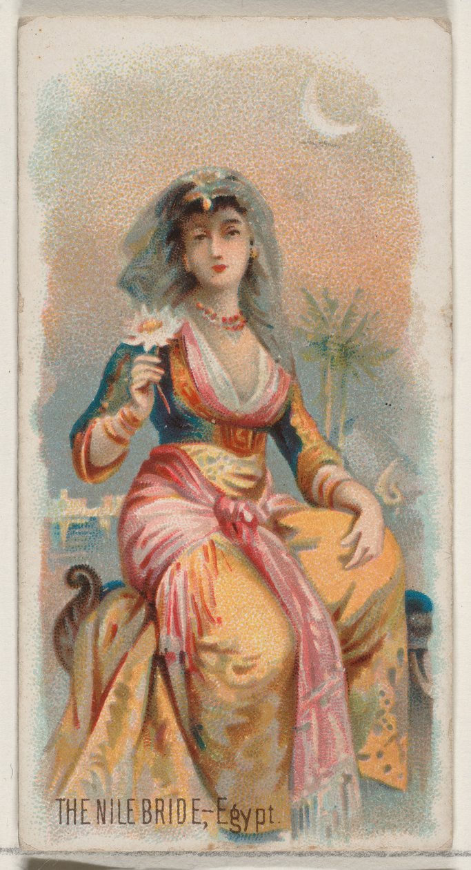 द नाइल ब्राइड, मिस्र, ड्यूक ब्रांड सिगरेट के लिए हॉलीडे सीरीज़ N80 से, 1890., 1890। द्वारा जॉर्ज एस. हैरिस एंड संस