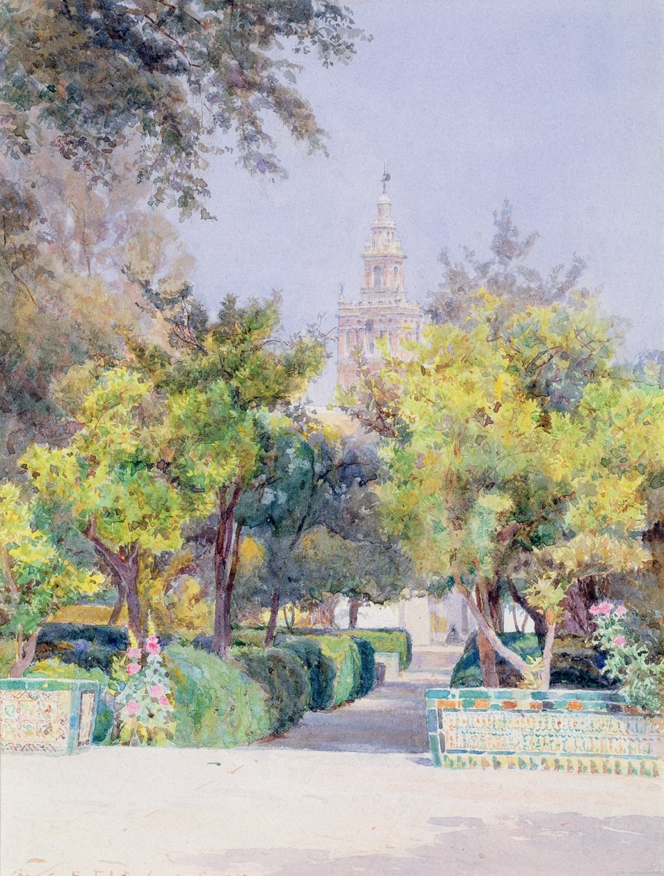 अलकज़ार के बगीचे में, सेविले, 1893 द्वारा जॉर्ज सैमुअल एल्गूड