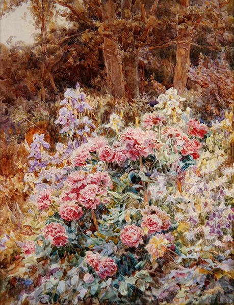 Peonies और Iris द्वारा जॉर्ज सैमुअल एल्गूड