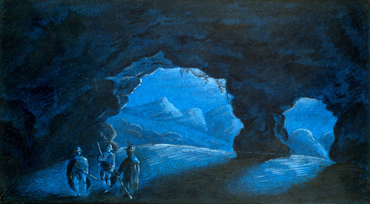 पहाड़ों में एक गुफा में तीन लोग, 1825 द्वारा जॉर्ज सैंड