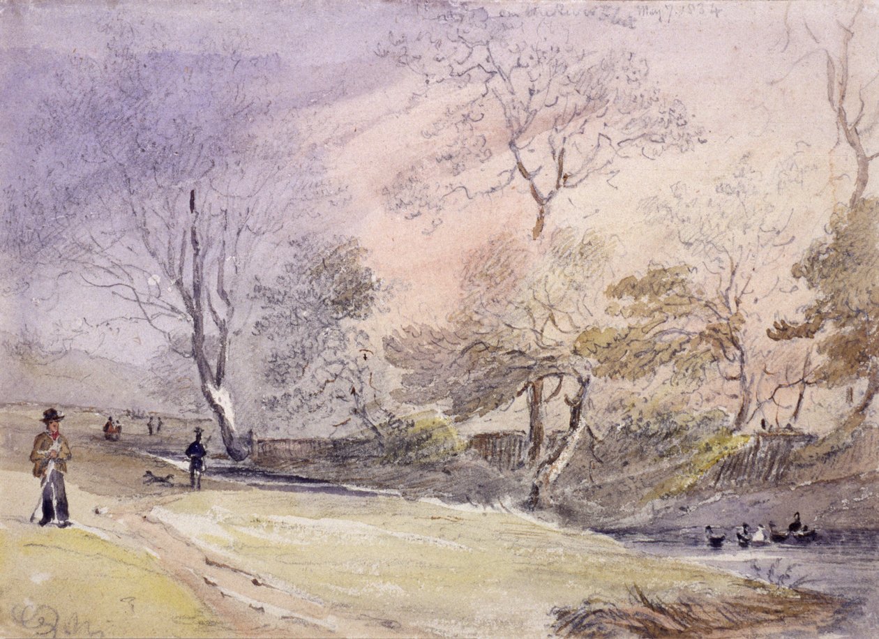 फ्लीट रिवर, हैम्पस्टेड, लंदन, 1834 द्वारा जॉर्ज शेफर्ड