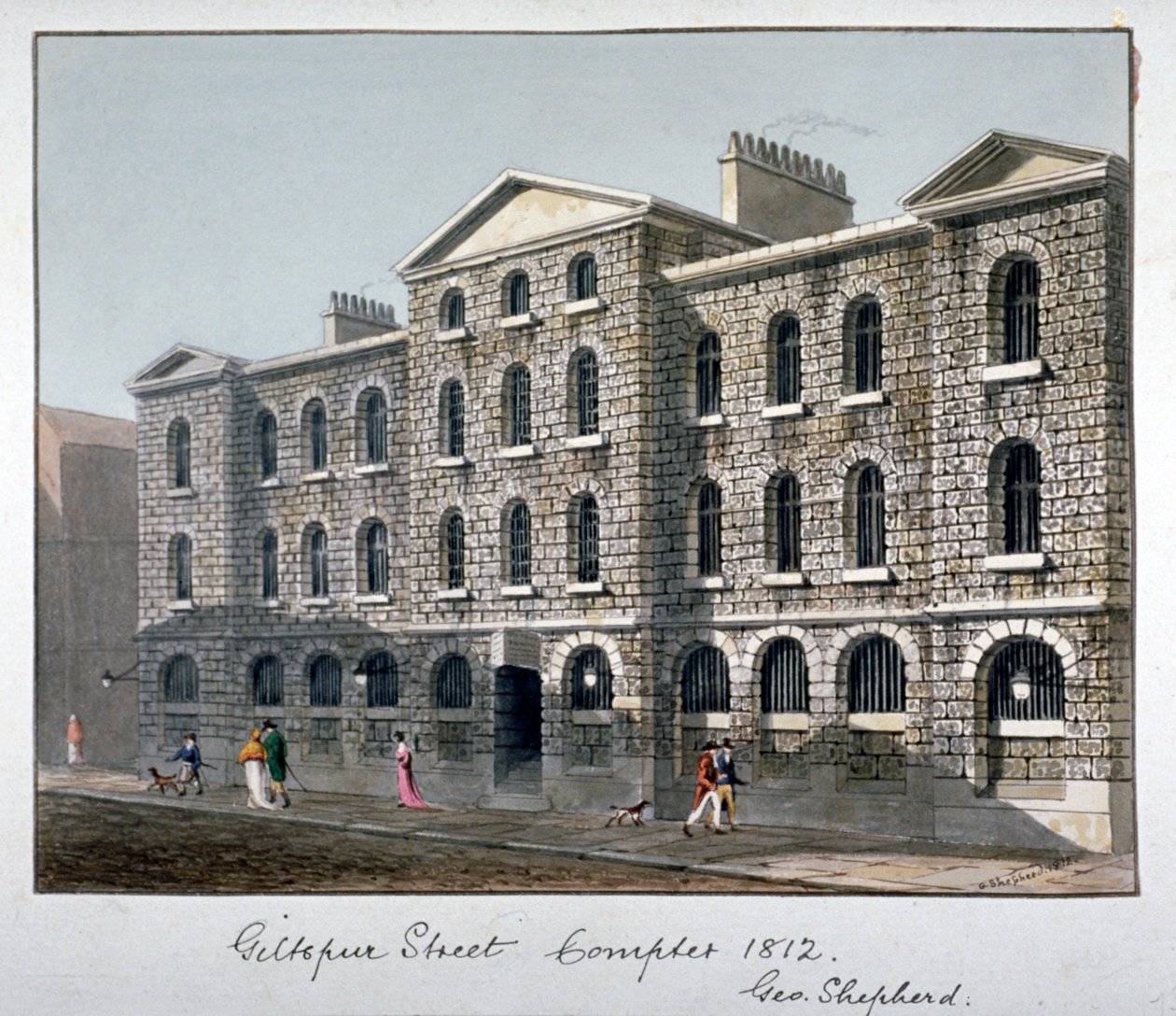 गिल्ट्सपुर स्ट्रीट कॉम्प्टर, लंदन शहर, 1812। द्वारा जॉर्ज शेफर्ड