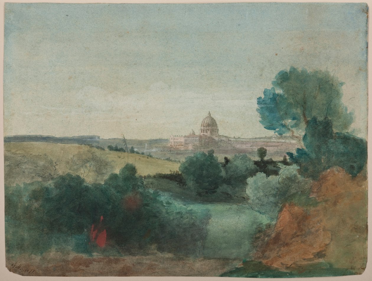सेंट पीटर्स कैंपगना से देखा, c.1850 (कागज पर पेंसिल से अधिक) द्वारा जॉर्ज Snr। Inness
