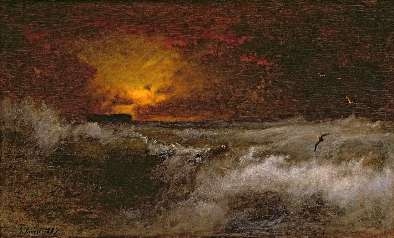 सनसेट ओवर द सी, 1887 द्वारा जॉर्ज Snr। Inness