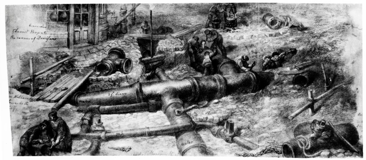 होल्बॉर्न, 1845 पर कॉमन सीवर्स का निर्माण (wc और ग्रेफाइट पेपर पर द्वारा जॉर्ज Snr तीव्र