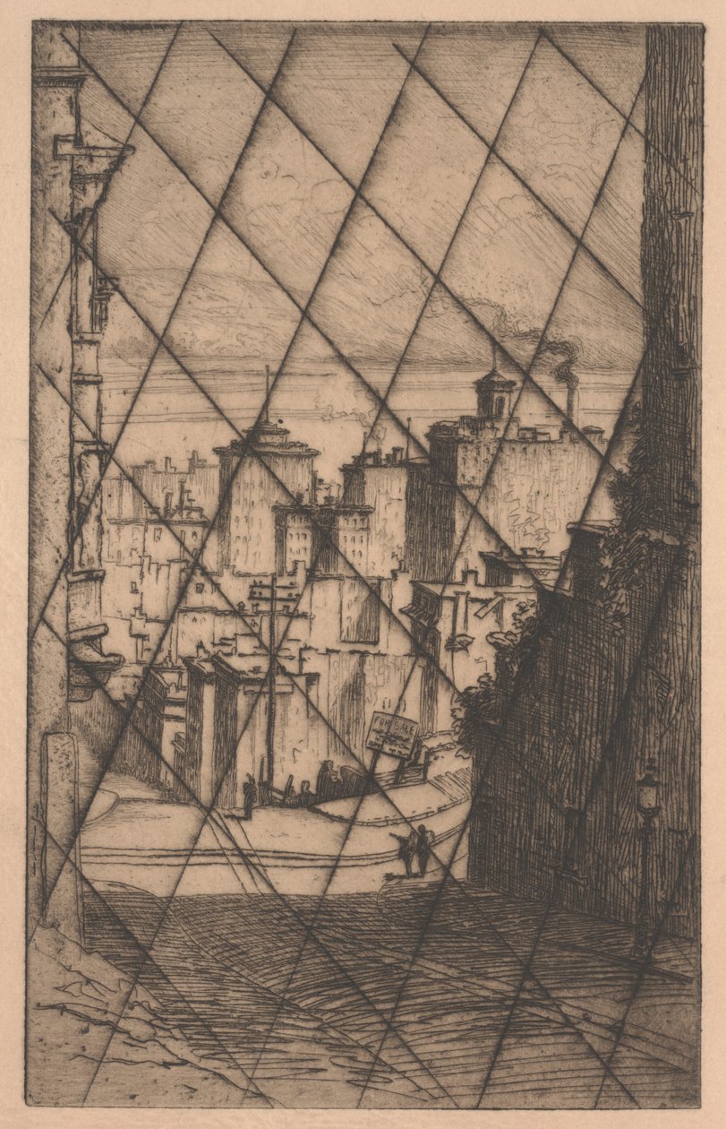 सैन फ्रांसिस्को में (रद्द की गई प्लेट), c.1911 (mezzotint) द्वारा जॉर्ज टेलर प्लोमन