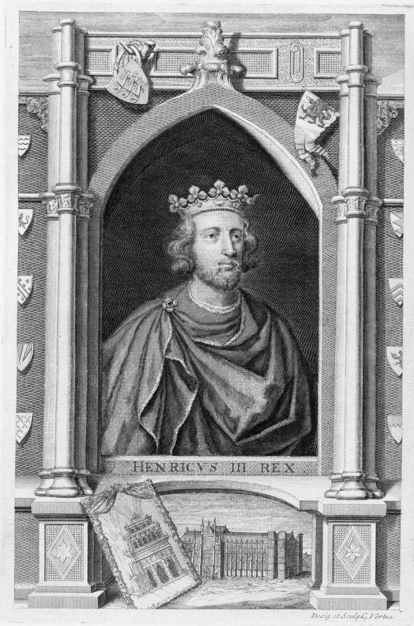 हेनरी III (1207-72) 1216 से इंग्लैंड का राजा, कलाकार द्वारा उकेरा गया (उत्कीर्णन) द्वारा जॉर्ज वर्ट्यू