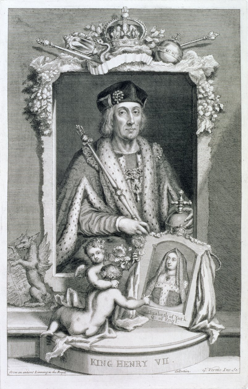 हेनरी VII (1457-1509) 1485 से इंग्लैंड के राजा, रॉयल कलेक्शन में एक चित्र के बाद, कलाकार द्वारा द्वारा जॉर्ज वर्ट्यू