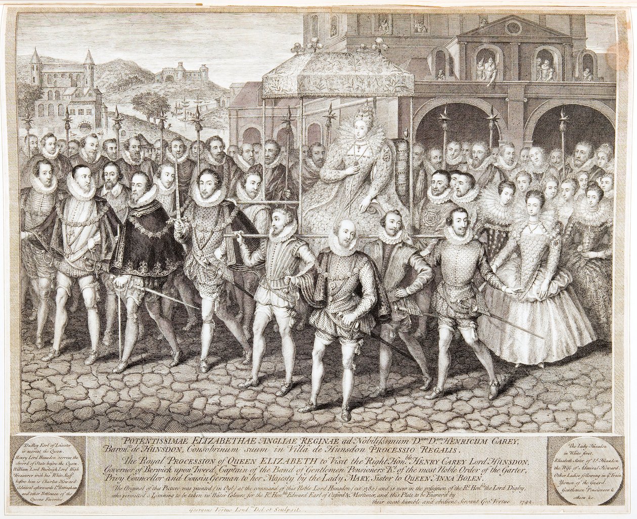 क्वीन एलिजाबेथ I का शाही जुलूस, c1580 1744 द्वारा जॉर्ज वर्ट्यू