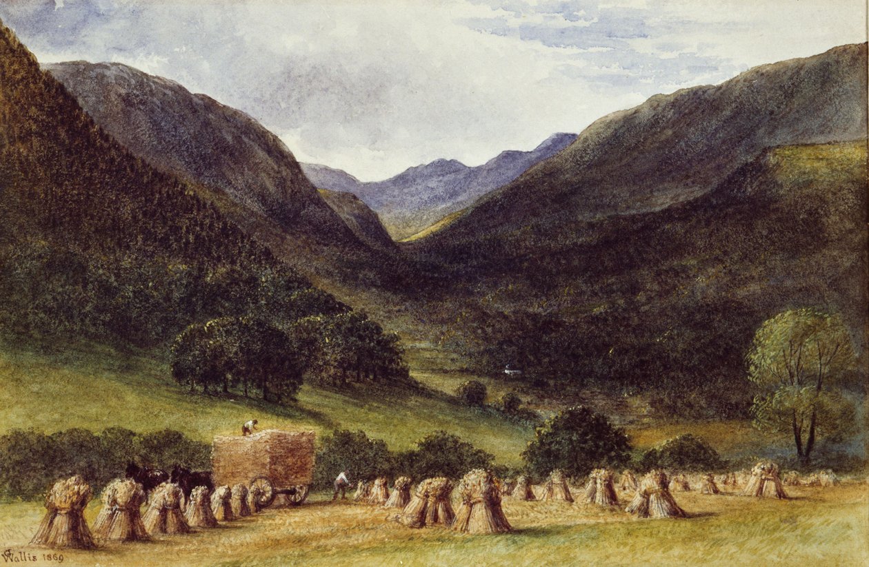 हार्वेस्ट टाइम, क्रॉफंट झील, उत्तरी वेल्स, 1869 द्वारा जॉर्ज ऑगस्टस वालिस