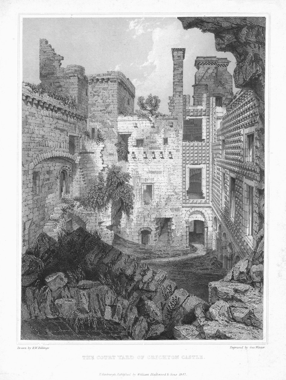क्रिच्टन कैसल का आंगन, सी 1847। द्वारा जॉर्ज विंटर