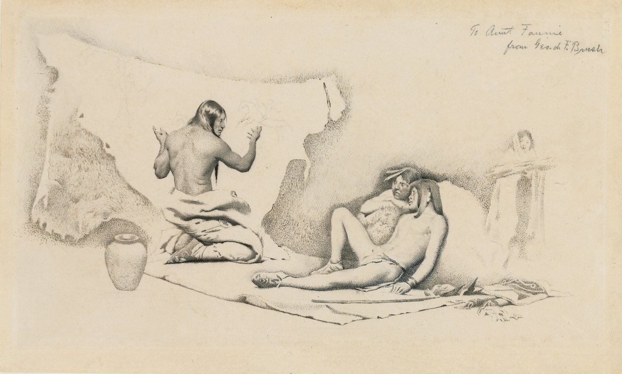 चित्र लेखक की कहानी के लिए अध्ययन, c.1884 (कागज पर पेंसिल और स्याही) द्वारा जॉर्ज डे फॉरेस्ट ब्रश या ब्रुश