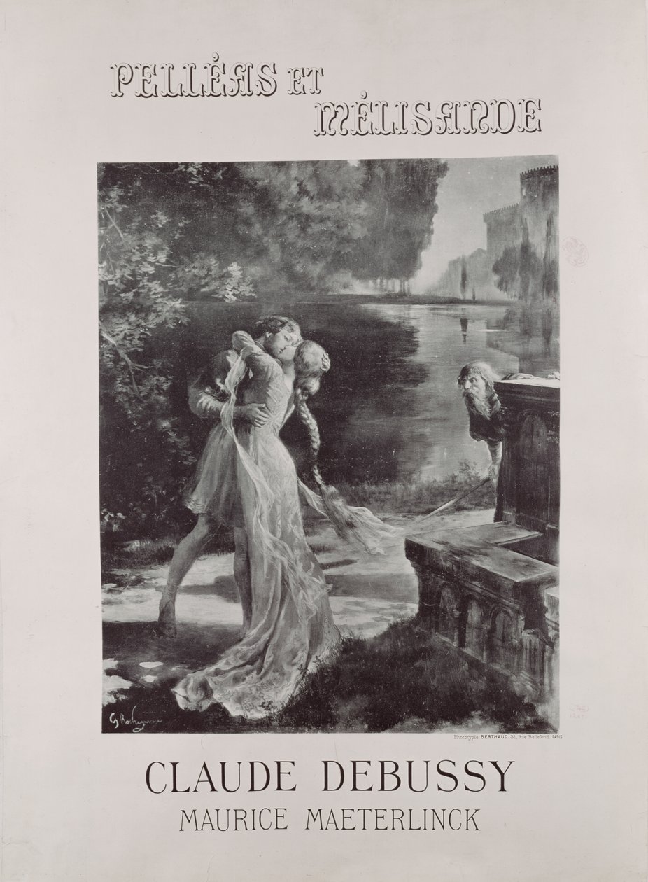क्लाउड देउसी (1862-1918) und मौरिस मैटरलिनक (1862-1949) द्वारा &39;पेलिस एंड मेलिसंडे&39; के सामने का दृश्य द्वारा जॉर्जेस मैरी रोशग्रोस
