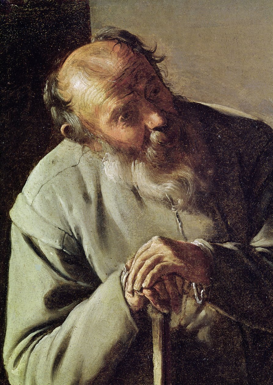 एक बूढ़ा आदमी, सिर का विस्तार, कैनवास पर c.1618-19 तेल द्वारा जॉर्जेस डी ला टूर