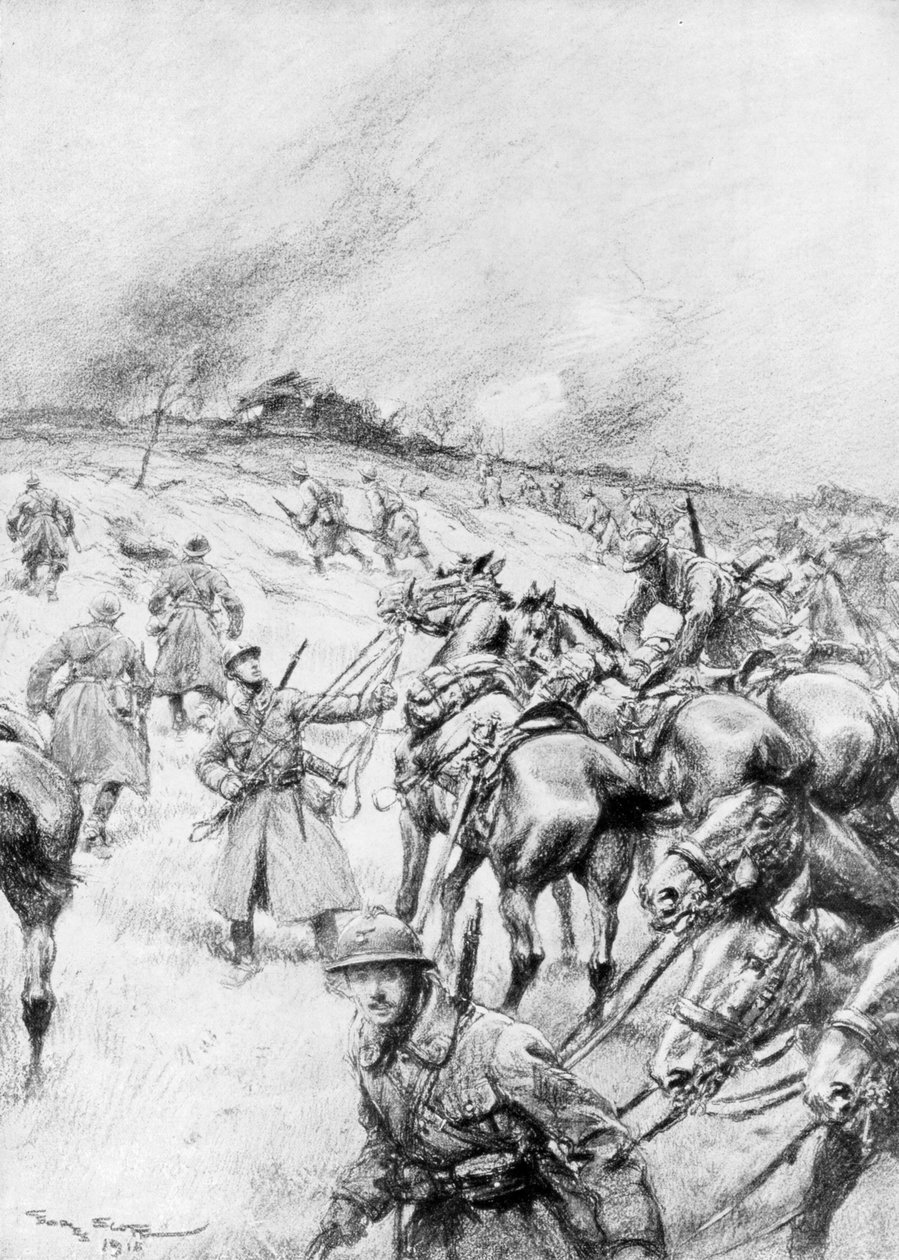 फ्रेंच कैवलरी इन एक्शन, 1918, 1926 द्वारा जॉर्जेस बर्टिन स्कॉट