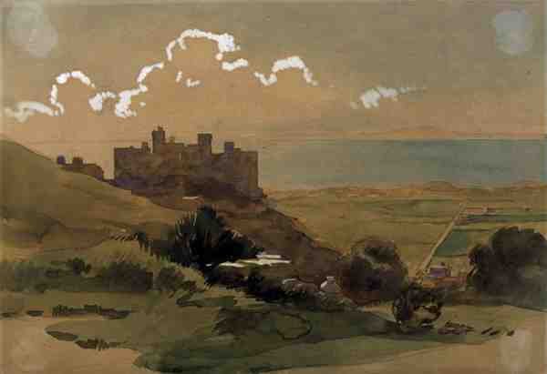 हार्लेच कैसल, c.1913 (वाटरकलर) द्वारा जार्ज गस्कॉयने