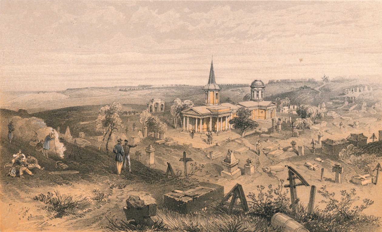 फ्रेंच बैटरी नंबर 50, 1856 के साथ संगरोध कब्रिस्तान और चर्च द्वारा जॉर्जेस मैकुलॉच