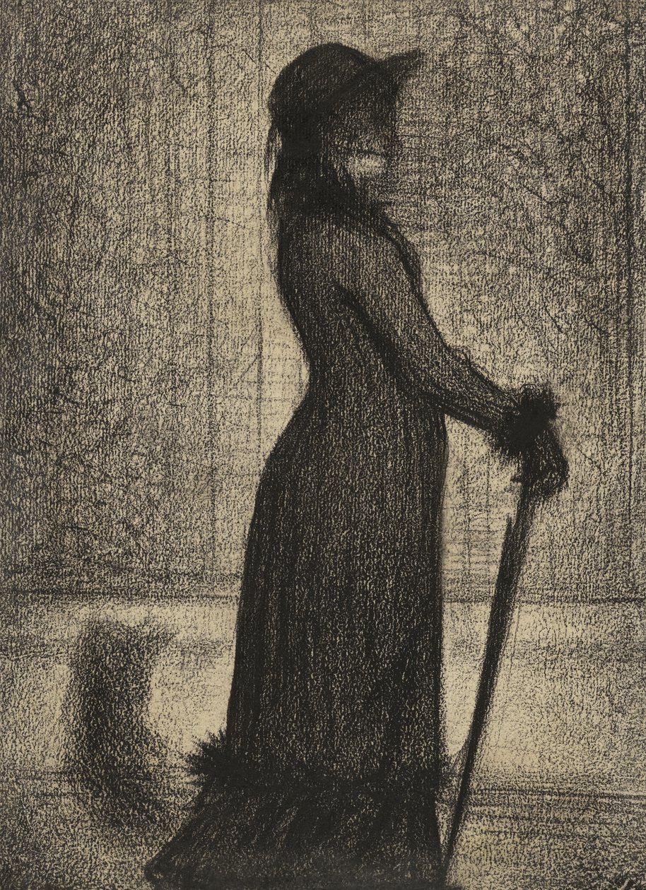 Une Elegante, Woman strolling, c.1884 (पेंसिल पेपर पर पेंसिल की कहानी) द्वारा जॉर्जेस पियरे सेरात