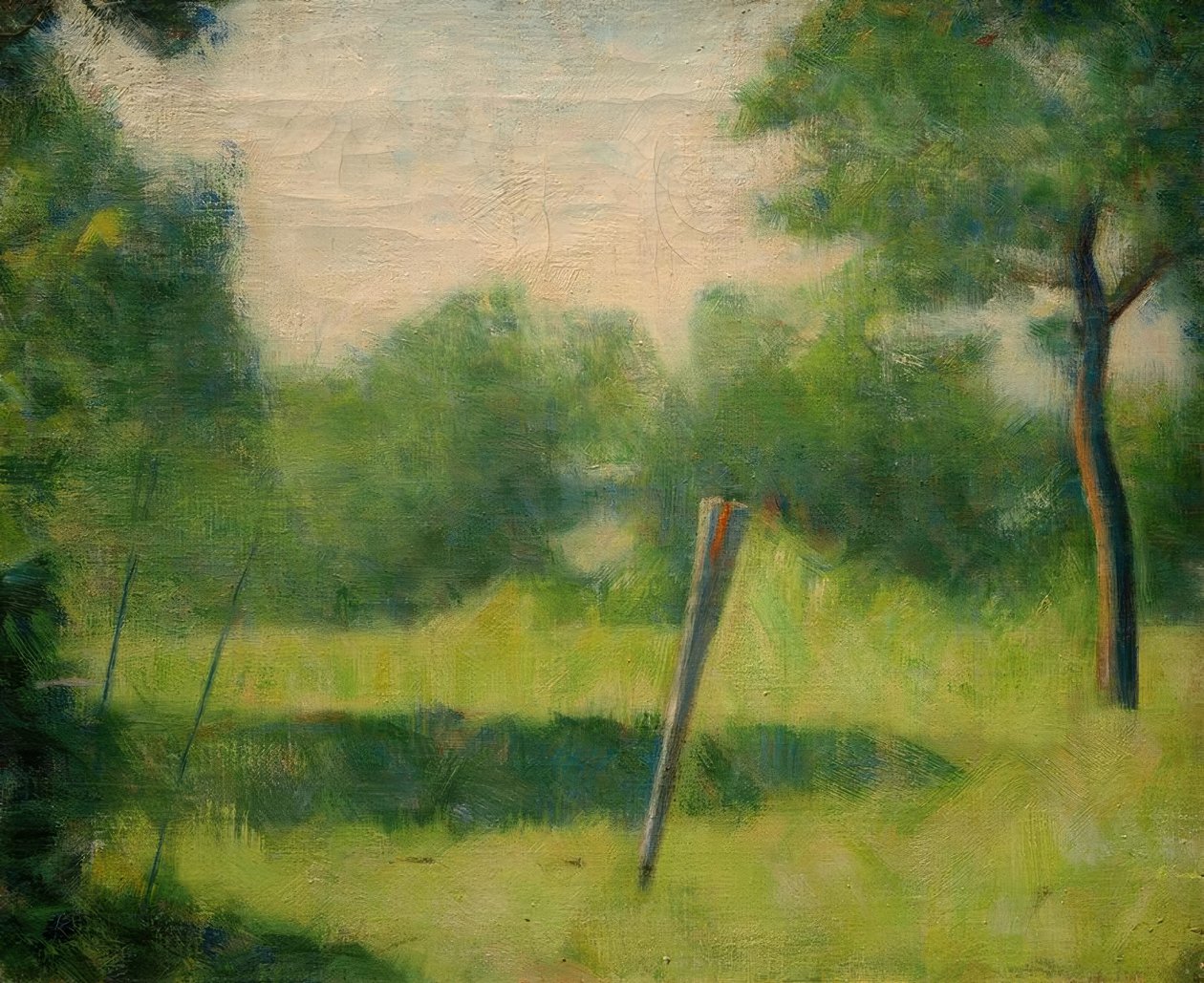 Paysage au piquet (एक ध्रुव के साथ परिदृश्य) द्वारा जार्ज सेरात