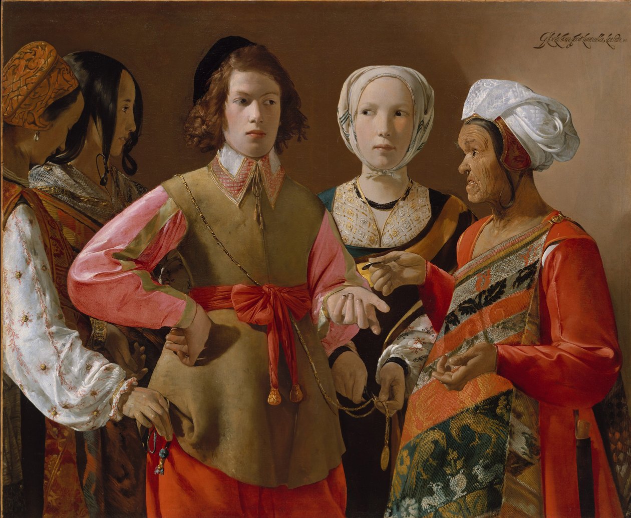 फॉर्च्यून टेलर, c.1635 (कैनवास पर तेल) द्वारा जॉर्जेस डी ला टूर